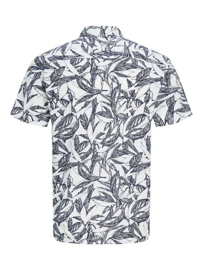 Shirts JACK and JONES Mens BOTANICAL PRINT SLIM FIT SHORT SLEEVED SHIRT White Cloud Dancer Gift for Friend