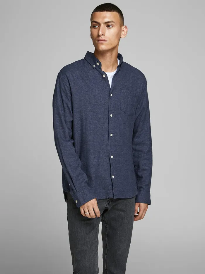 Shirts JACK and JONES Mens BUTTONDOWN SHIRT Blue Navy Blazer Popular