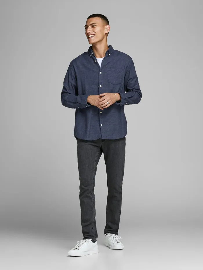 Shirts JACK and JONES Mens BUTTONDOWN SHIRT Blue Navy Blazer Popular