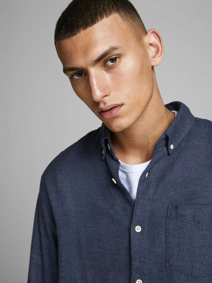 Shirts JACK and JONES Mens BUTTONDOWN SHIRT Blue Navy Blazer Popular