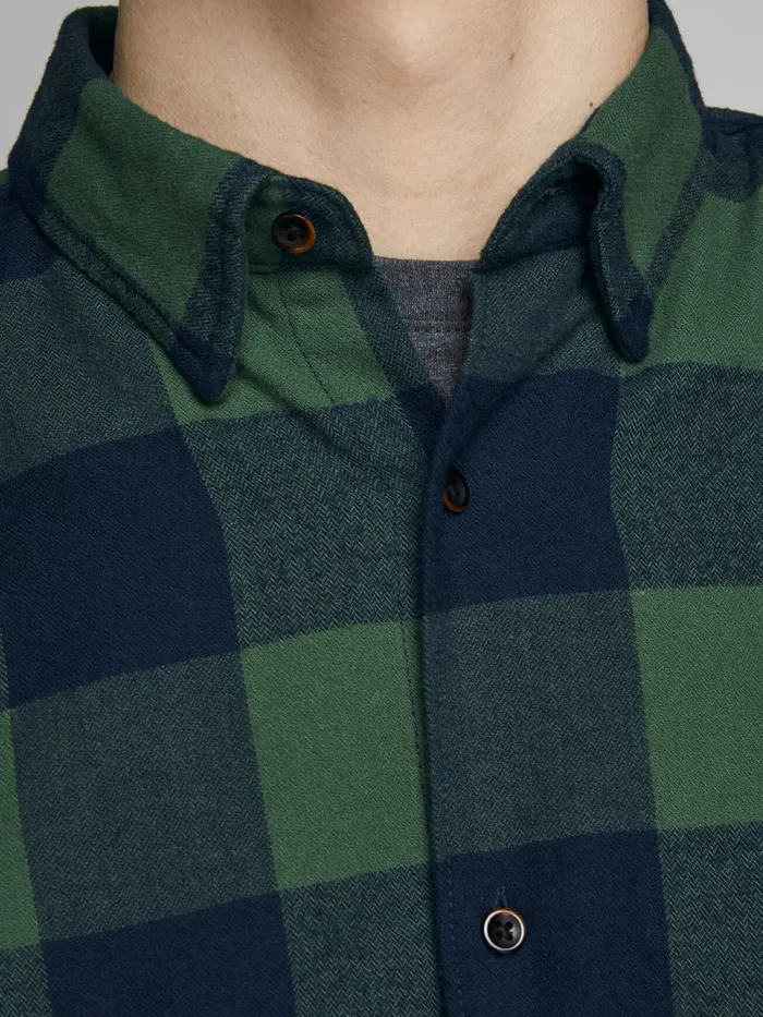 Shirts JACK and JONES Mens CHECKED COMFORT FIT SHIRT Green Trekking Green Cheap On Sale