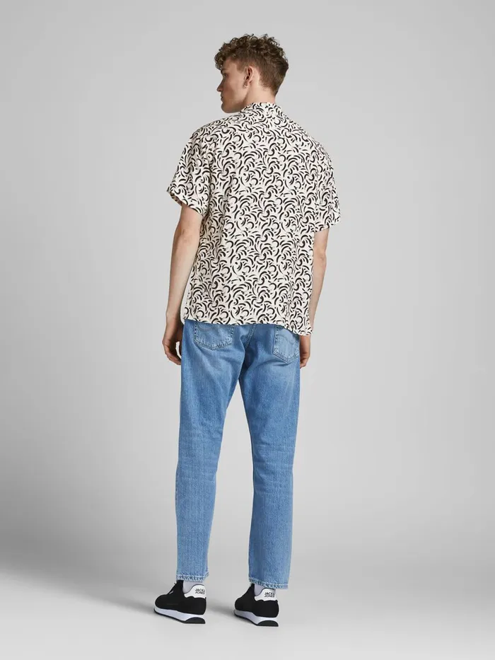 Shirts JACK and JONES Mens CUBAN COLLAR SHORT SLEEVED SHIRT White Cloud Dancer On Sale