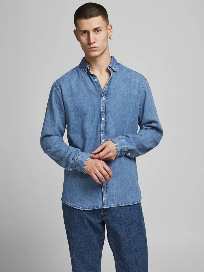 Shirts JACK and JONES Mens FELIX AKM 225 DENIM SHIRT Blue Blue Denim Gift for Friend
