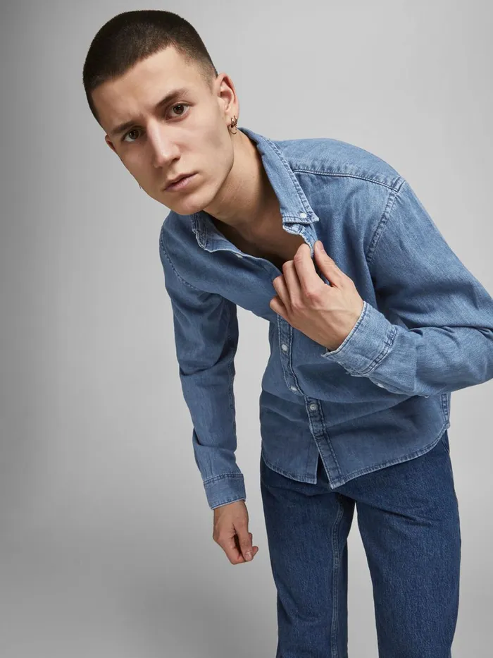 Shirts JACK and JONES Mens FELIX AKM 225 DENIM SHIRT Blue Blue Denim Gift for Friend