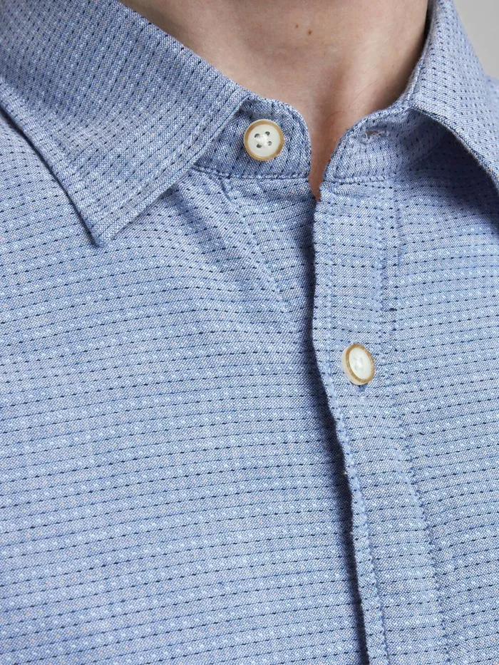 Shirts JACK and JONES Mens ORGANIC COTTON BLEND SHORT SLEEVED SHIRT Blue Ensign Blue Near Me