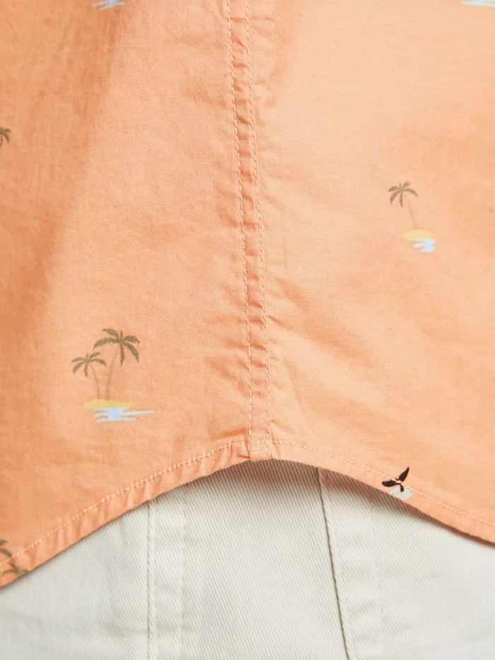 Shirts JACK and JONES Mens POPLIN MULTI ICONS SHORT SLEEVED SHIRT Pastel Shell Coral On Sale
