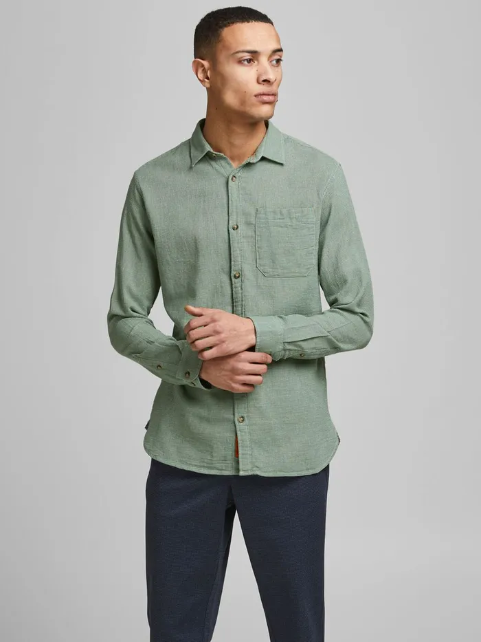 Shirts JACK and JONES Mens SLIM FIT DOBBY SHIRT Green Sea Spray Cheap On Sale Shirts JACK and JONES Mens SLIM FIT DOBBY SHIRT Green Sea Spray Cheap On Sale