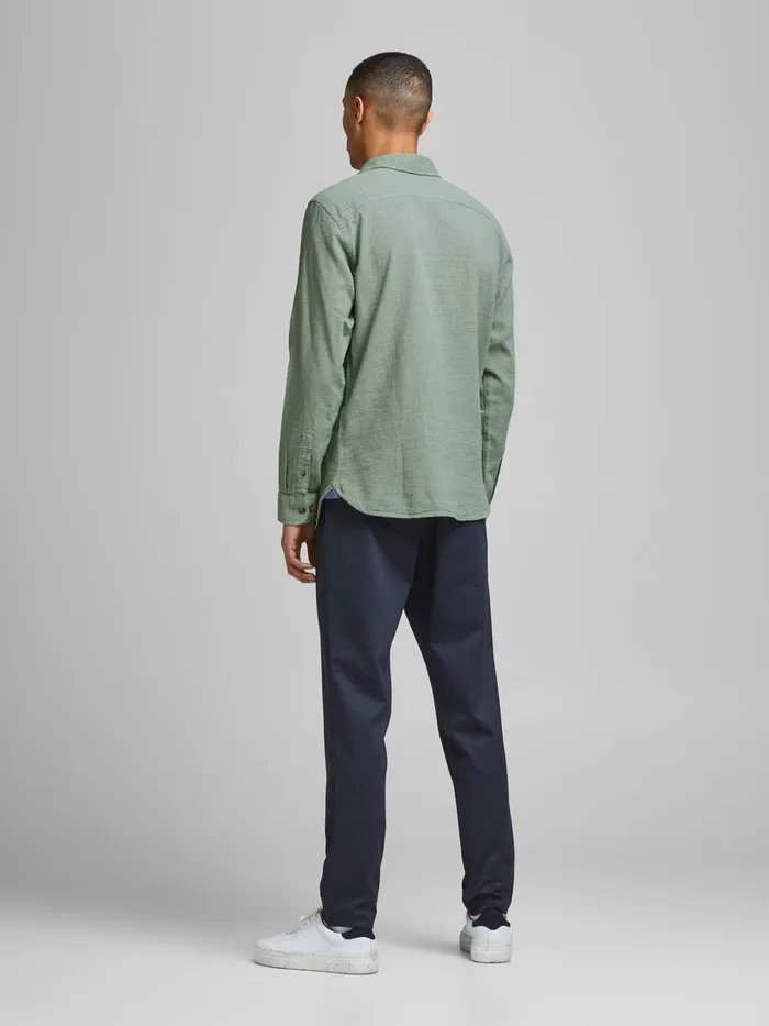 Shirts JACK and JONES Mens SLIM FIT DOBBY SHIRT Green Sea Spray Cheap On Sale