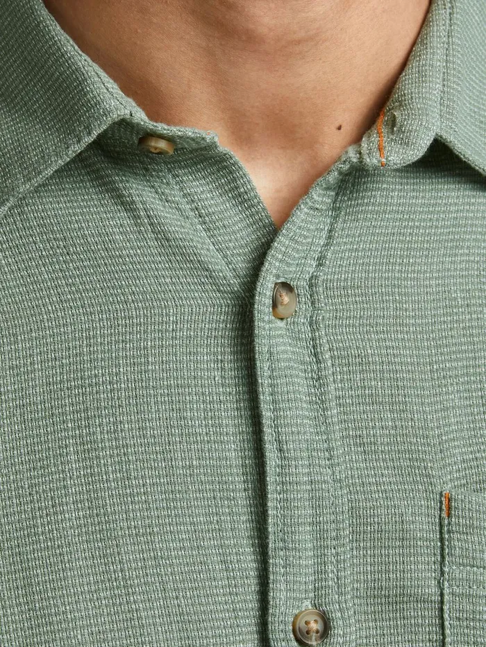 Shirts JACK and JONES Mens SLIM FIT DOBBY SHIRT Green Sea Spray Cheap On Sale