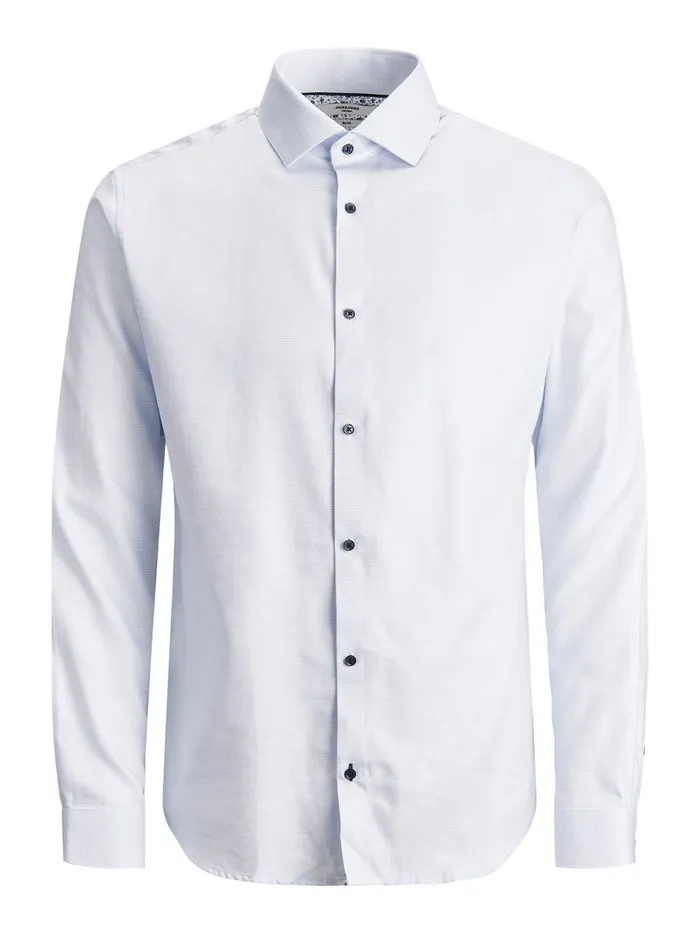 Shirts JACK and JONES Mens SLIM FIT DOBBY SHIRT White White For Sale