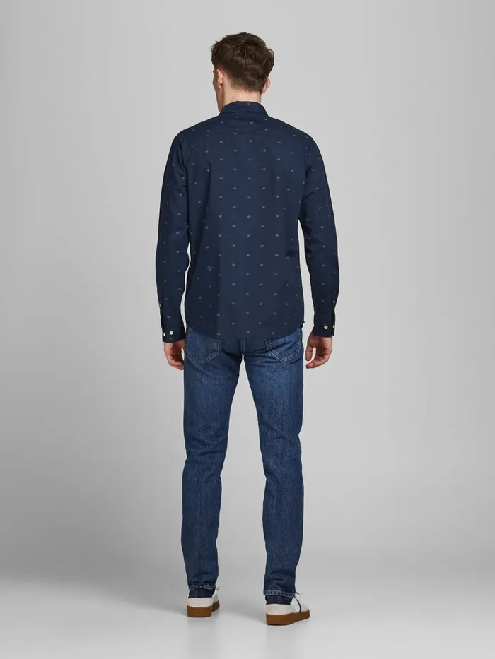 Shirts JACK and JONES Mens SLIM FIT POPLIN SHIRT Blue Navy Blazer Online