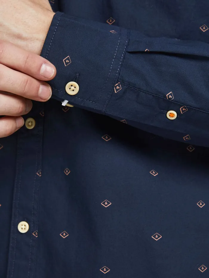 Shirts JACK and JONES Mens SLIM FIT POPLIN SHIRT Blue Navy Blazer Online