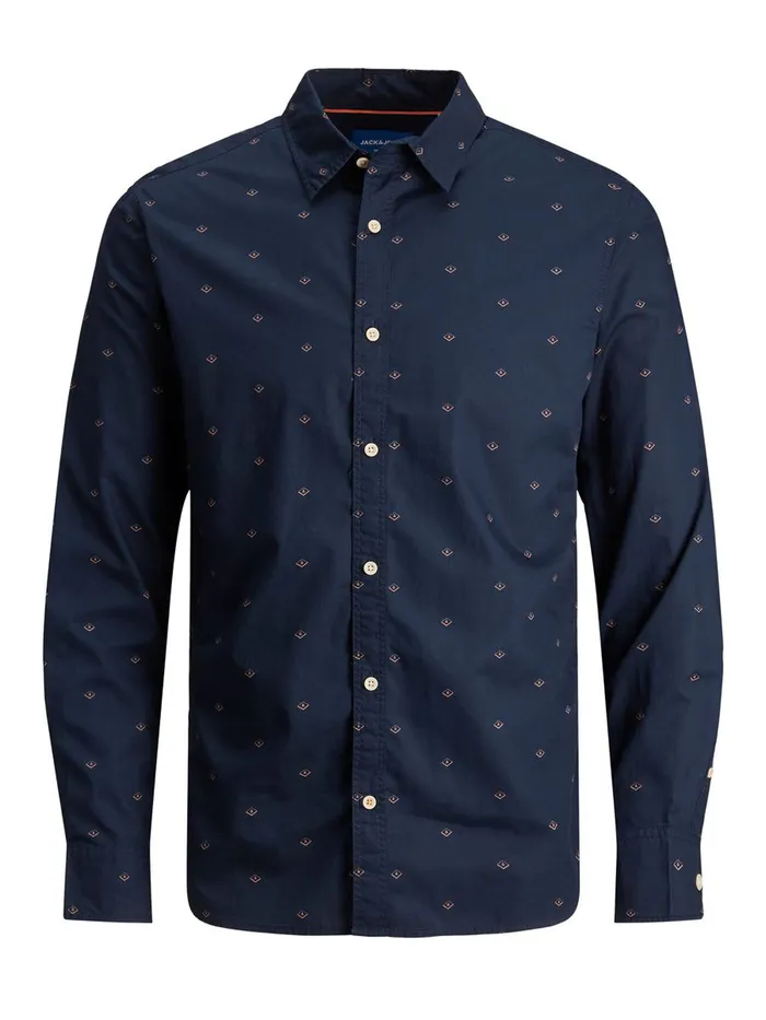 Shirts JACK and JONES Mens SLIM FIT POPLIN SHIRT Blue Navy Blazer Online