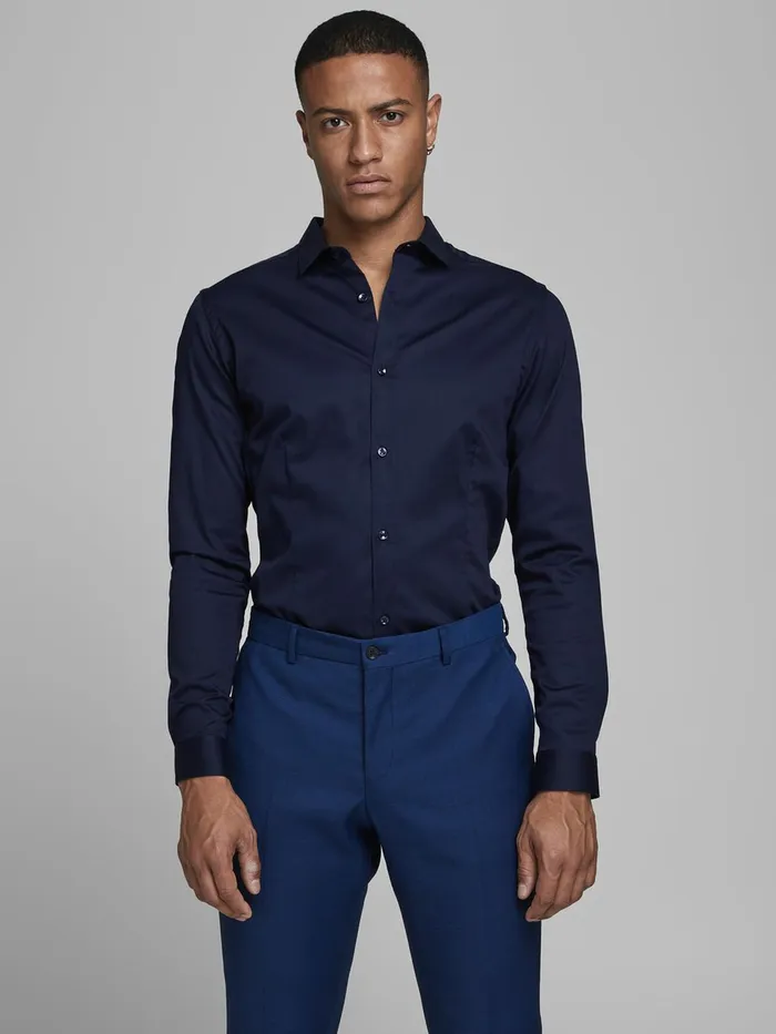 Shirts JACK and JONES Mens SUPER SLIM SHIRT Blue Navy Blazer For Sale