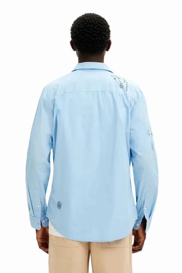 Shirts Men Desigual Embroidered Details Shirt Blue