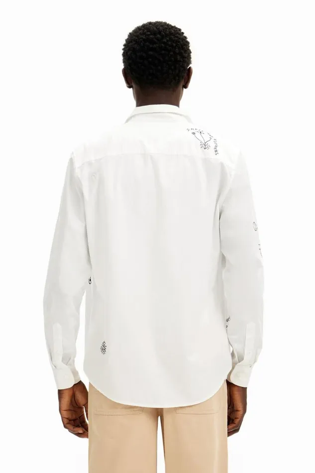 Shirts Men Desigual Embroidered Details Shirt White