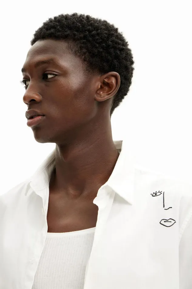 Shirts Men Desigual Embroidered Details Shirt White