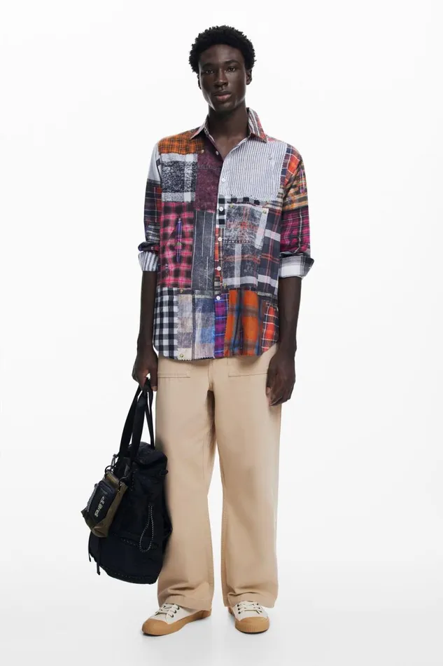 Shirts Men Desigual Patched Shirt Red