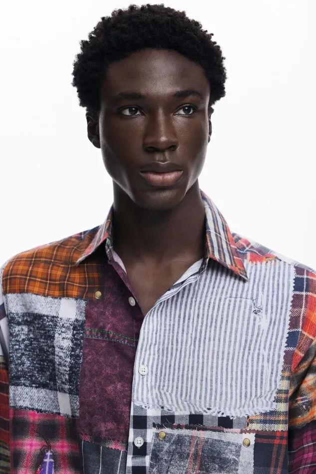 Shirts Men Desigual Patched Shirt Red