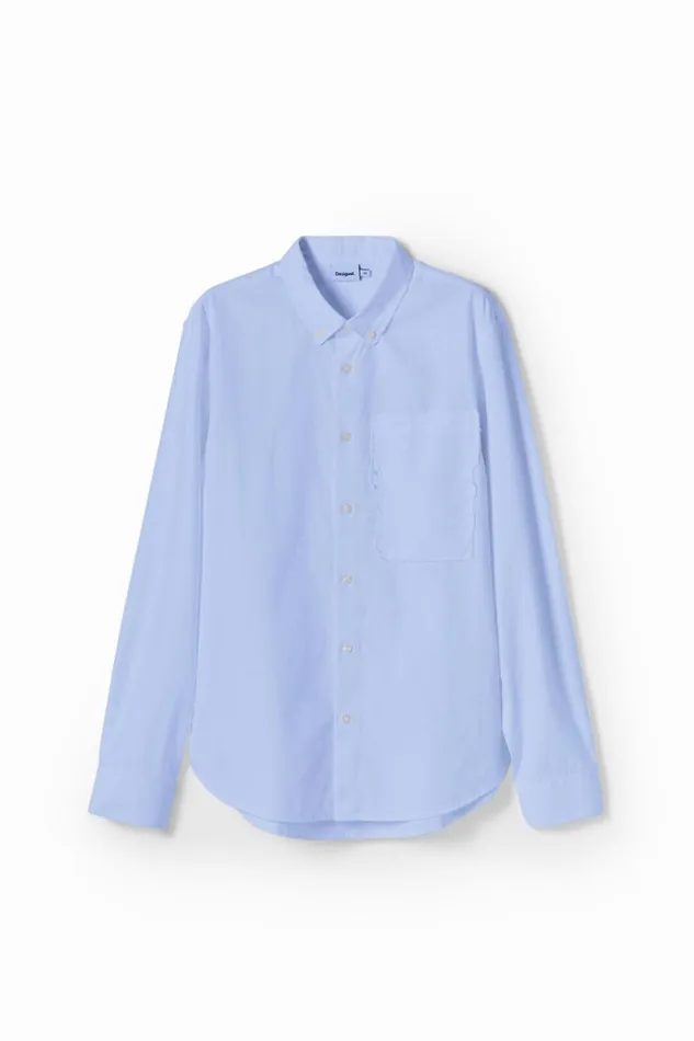 Shirts Men Desigual Patchwork Poplin Shirt Blue