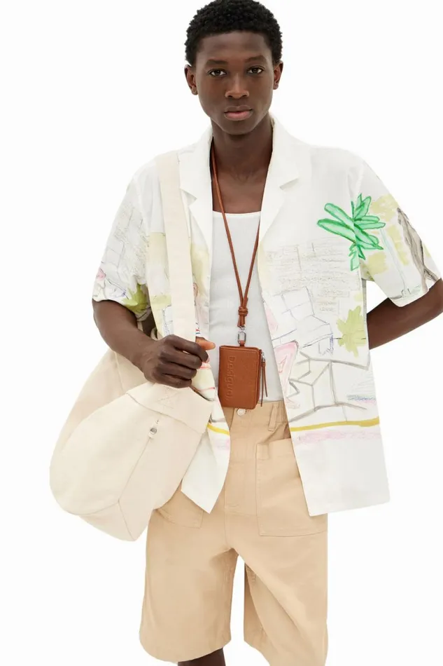 Shirts Men Desigual Watercolor Print Shirt White