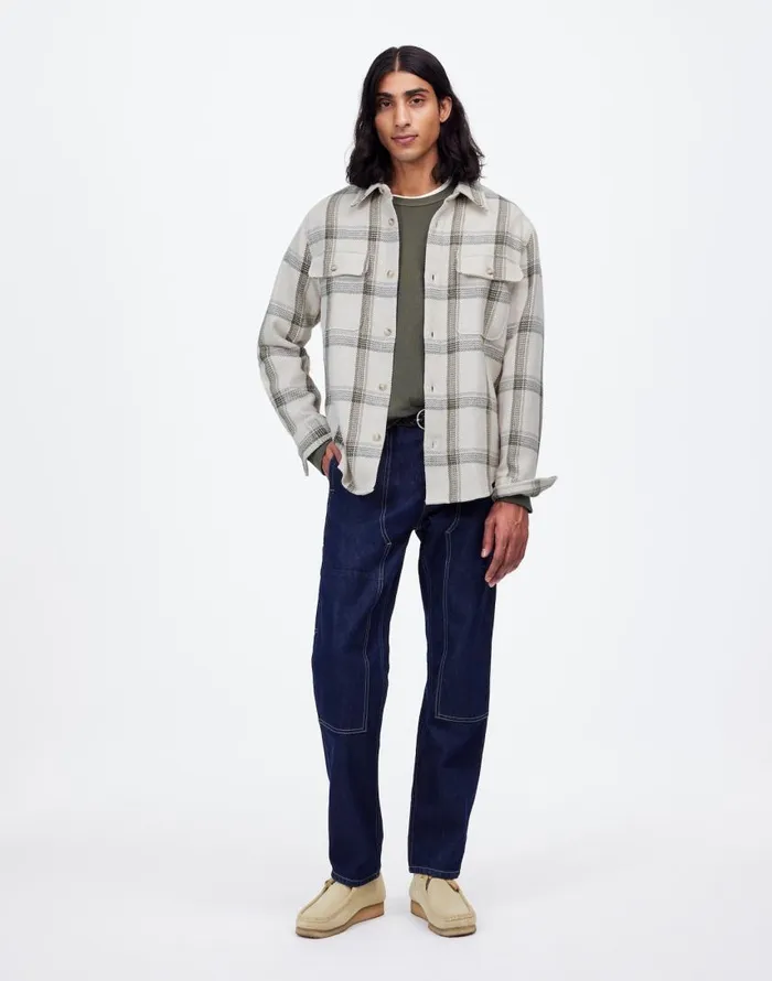 Shirts Men Madewell Brushed Easy ShirtJacket In Italian Fabric Bleached Canvas Heather