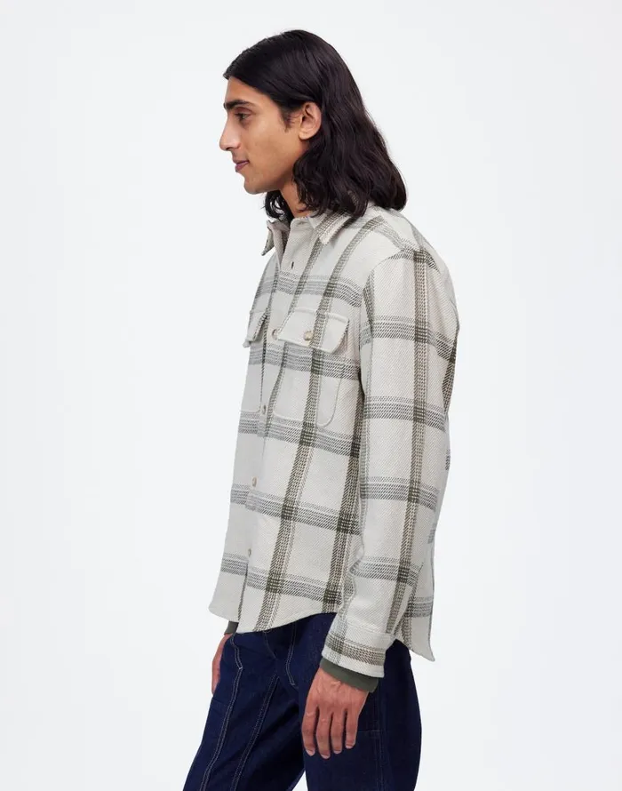 Shirts Men Madewell Brushed Easy ShirtJacket In Italian Fabric Bleached Canvas Heather