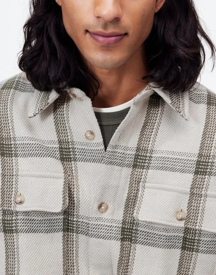 Shirts Men Madewell Brushed Easy ShirtJacket In Italian Fabric Bleached Canvas Heather