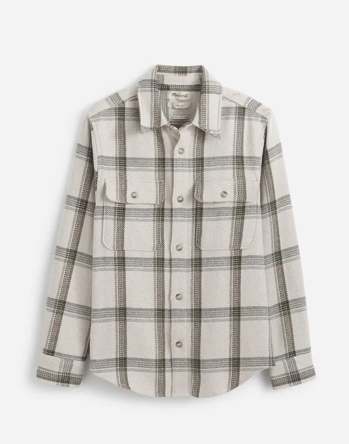 Shirts Men Madewell Brushed Easy ShirtJacket In Italian Fabric Bleached Canvas Heather