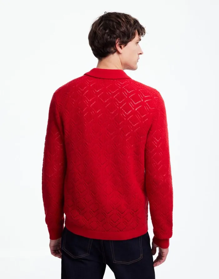 Shirts Men Madewell DiamondStitch Sweater Shirt In SoftWool Pomegranate Seed