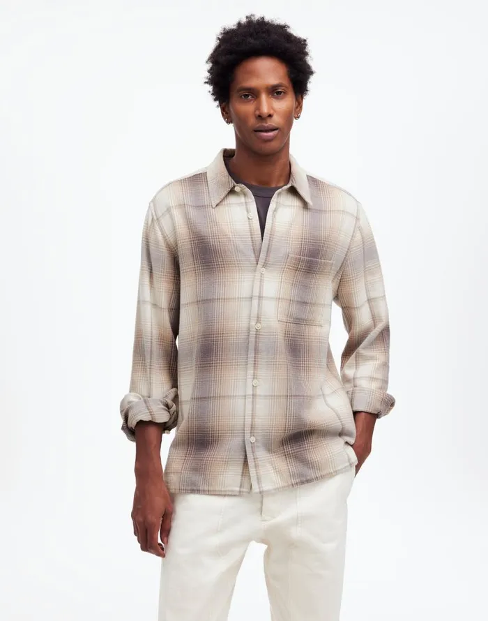 Shirts Men Madewell Easy Shirt In Brushed Flannel Black Coal
