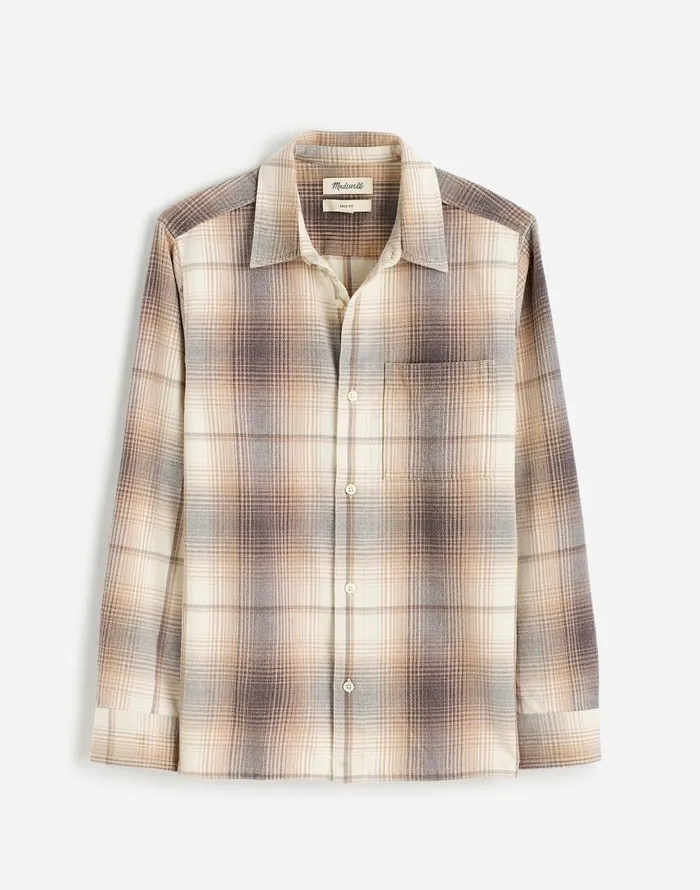 Shirts Men Madewell Easy Shirt In Brushed Flannel Black Coal