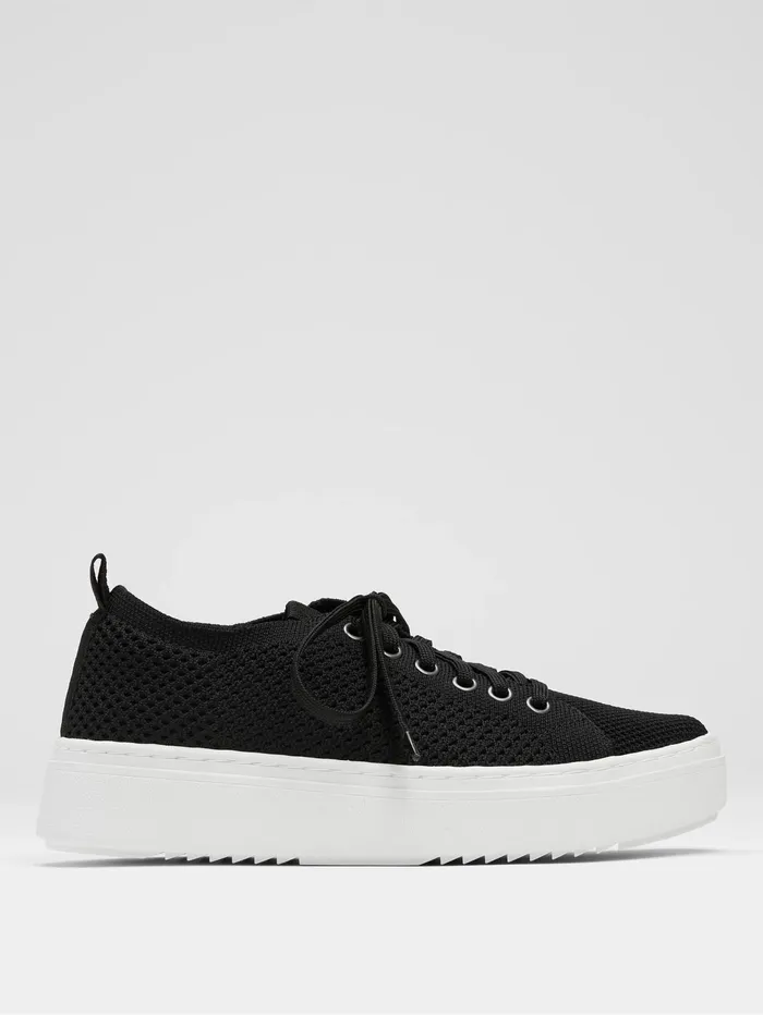 Shoes Women Eileen Fisher Peris Recycled Stretch Knit Wedge Sneaker Black