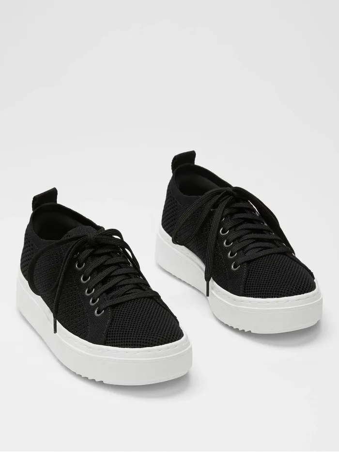 Shoes Women Eileen Fisher Peris Recycled Stretch Knit Wedge Sneaker Black