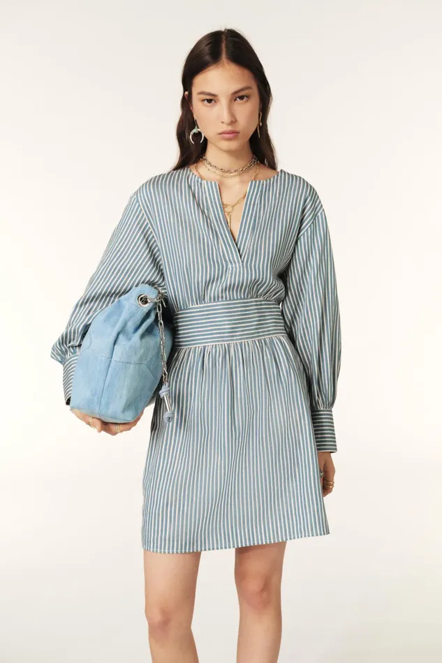 Short Belted Dress Haris Blue Women Baandsh Dresses