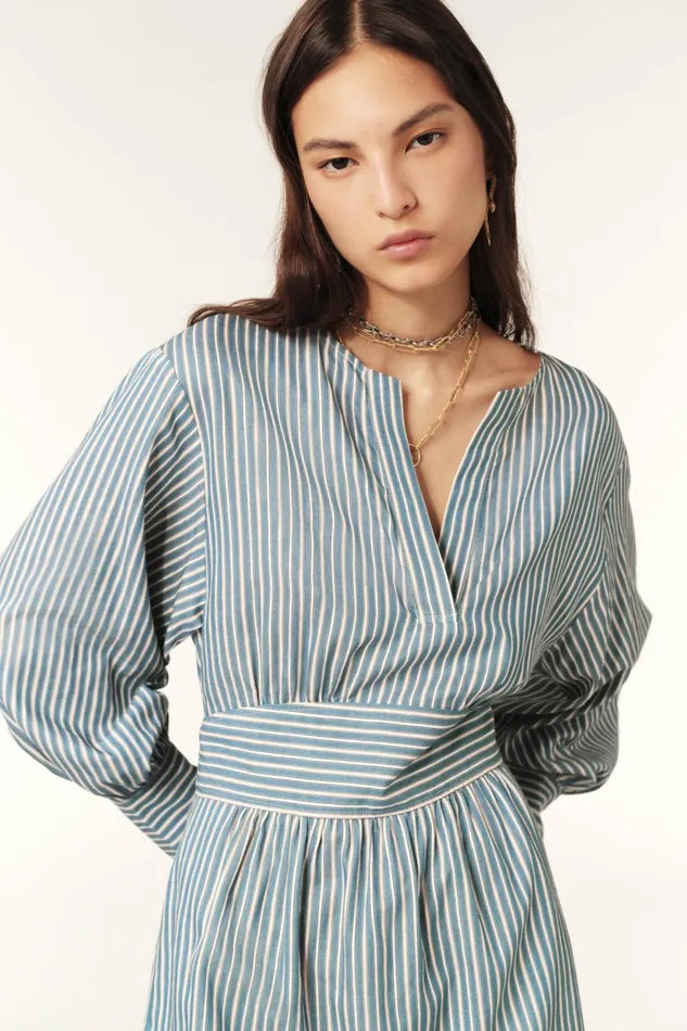 Short Belted Dress Haris Blue Women Baandsh Dresses