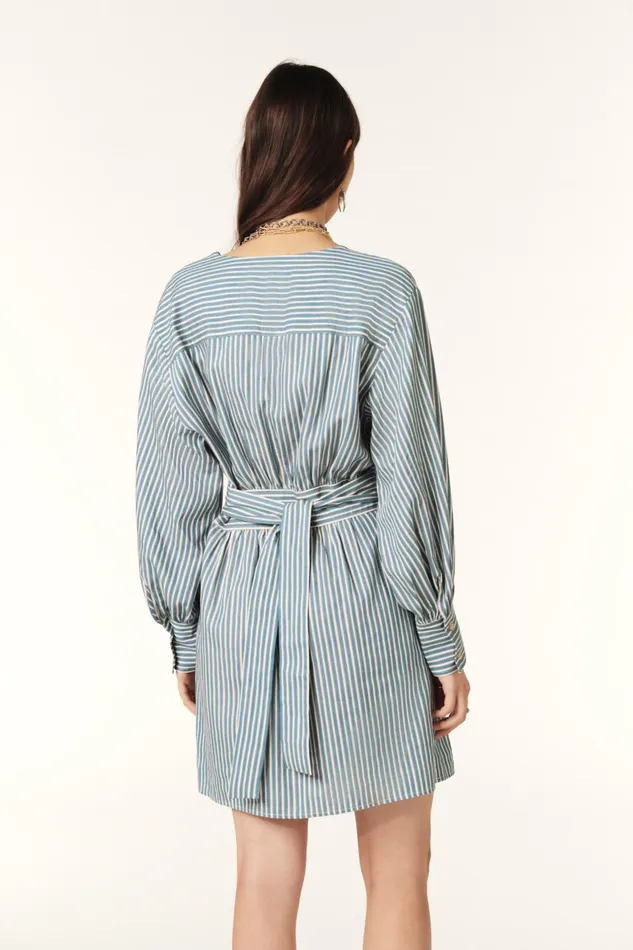 Short Belted Dress Haris Blue Women Baandsh Dresses