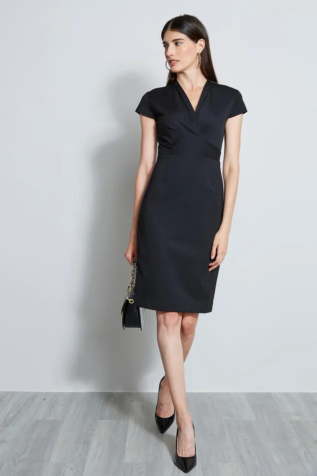 Short Dresses Women Elie Tahari Draped Knit Dress BLACK
