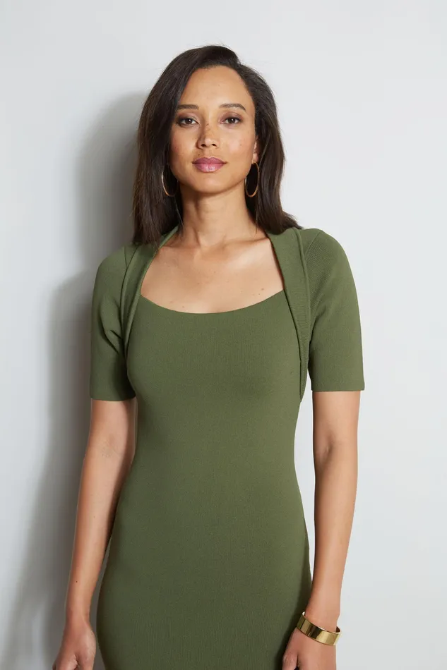 Short Sleeve Dresses Women Elie Tahari Contour Sweater Dress TUSCAN