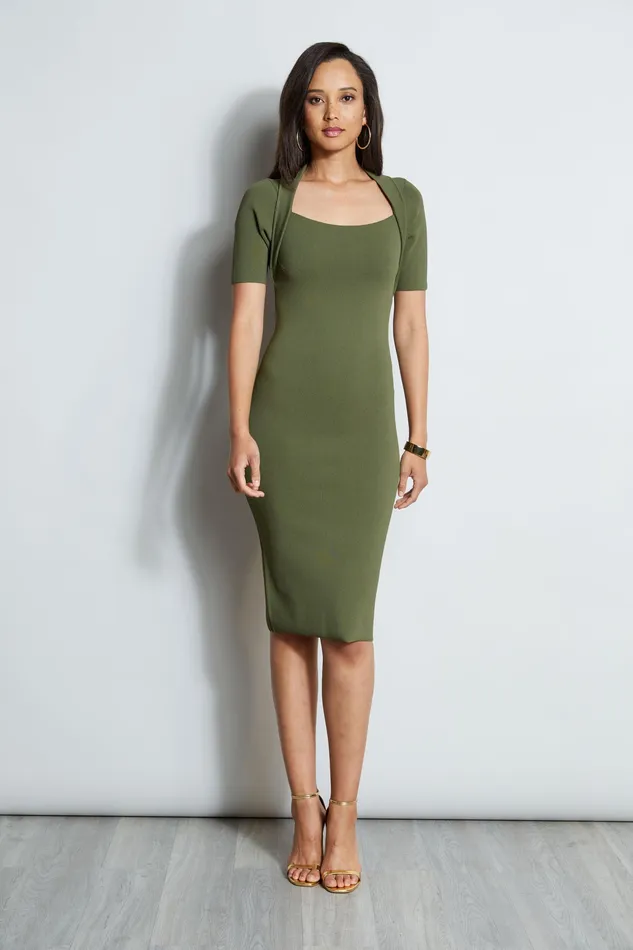 Short Sleeve Dresses Women Elie Tahari Contour Sweater Dress TUSCAN