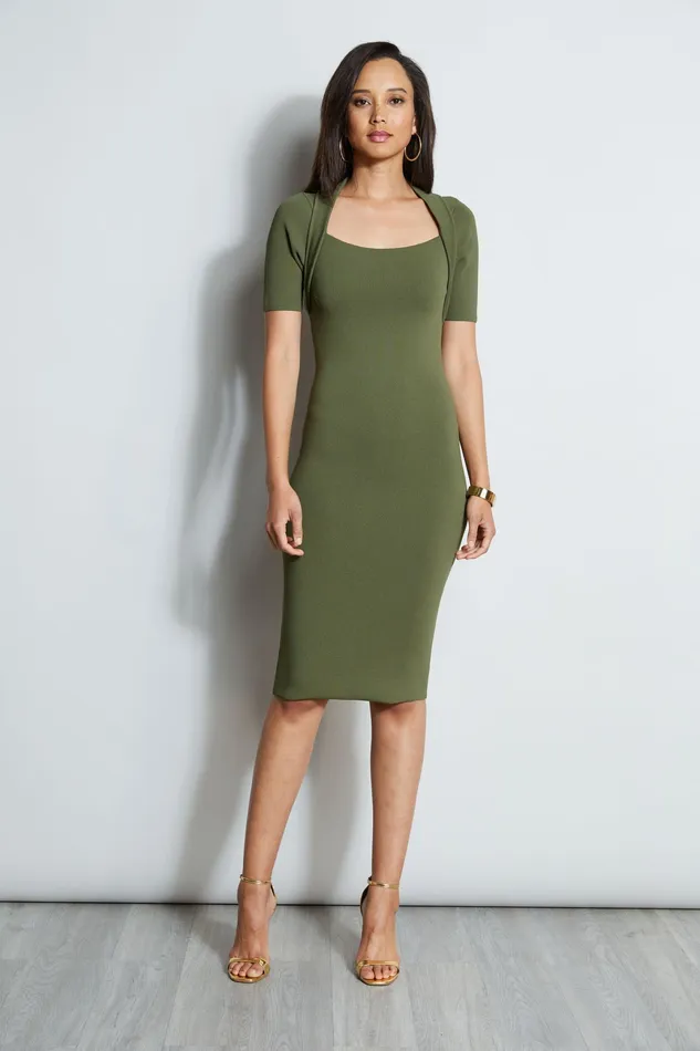Short Sleeve Dresses Women Elie Tahari Contour Sweater Dress TUSCAN