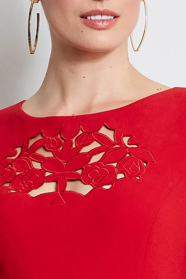 Short Sleeve Dresses Women Elie Tahari Cut Out Embroidered Dress SIREN