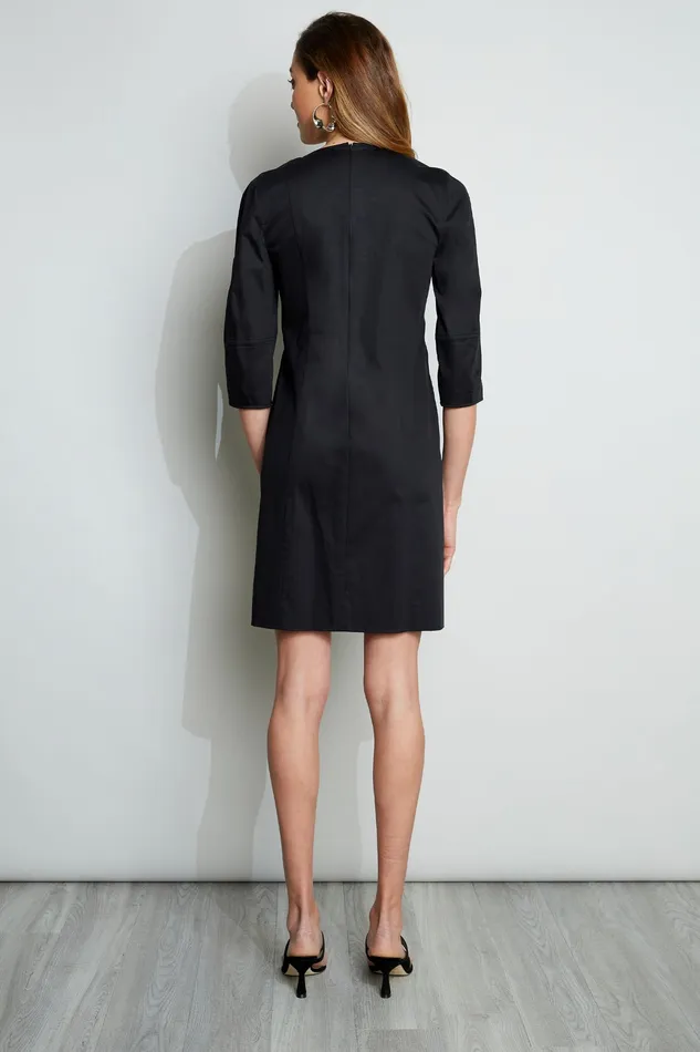 Short Sleeve Dresses Women Elie Tahari Tie Up Poplin Dress BLACK