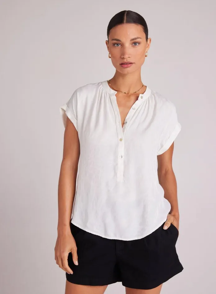Short Sleeve Women Bella Dahl Cap Sleeve Henley 8211 Off White