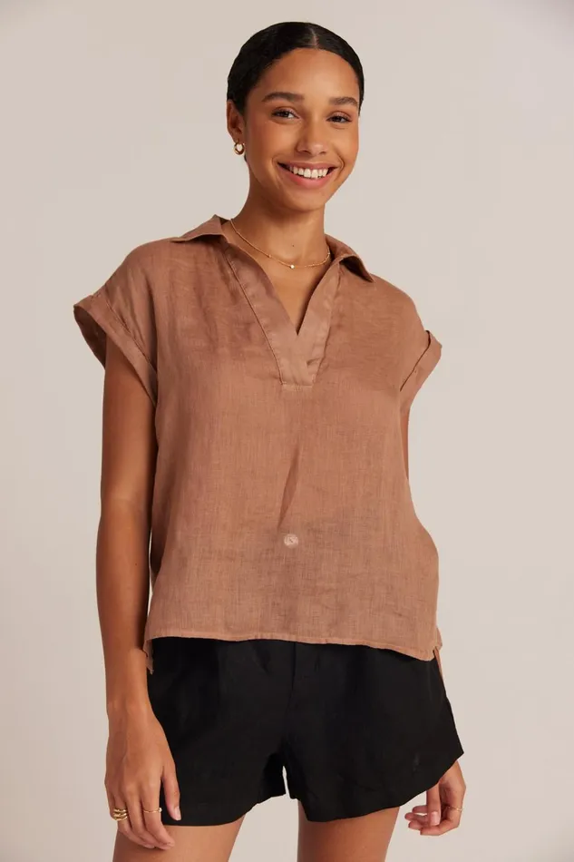 Short Sleeve Women Bella Dahl Linen Short Sleeve Pullover 8211 Desert Brown Short Sleeve Women Bella Dahl Linen Short Sleeve Pullover 8211 Desert Brown