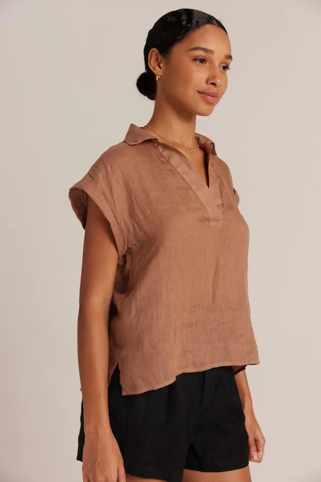 Short Sleeve Women Bella Dahl Linen Short Sleeve Pullover 8211 Desert Brown Short Sleeve Women Bella Dahl Linen Short Sleeve Pullover 8211 Desert Brown