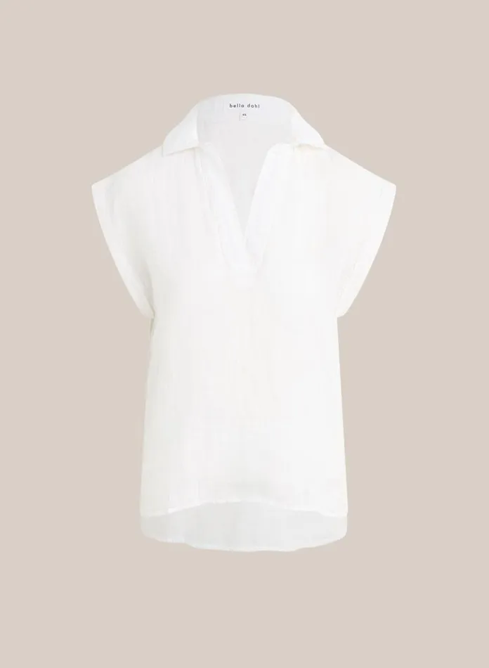 Short Sleeve Women Bella Dahl Linen Short Sleeve Pullover 8211 White