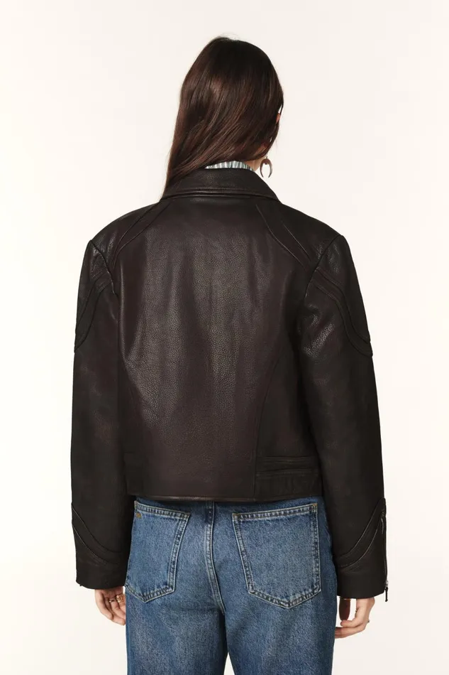 Short Zipped Jacket Constance Brown Women Baandsh Jackets and Coats