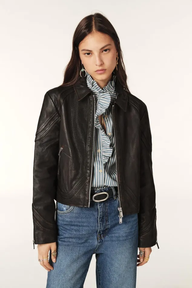 Short Zipped Jacket Constance Brown Women Baandsh Jackets and Coats