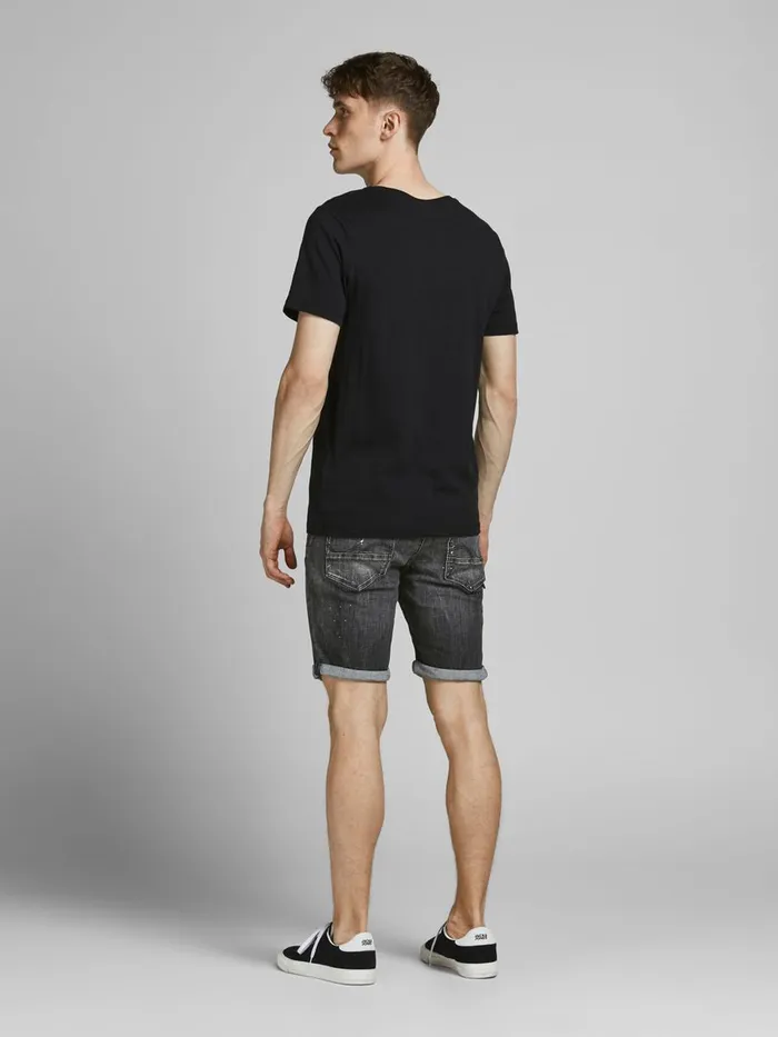 Shorts JACK and JONES Mens RICK FOX DENIM SHORTS Grey Black Denim Cheap On Sale